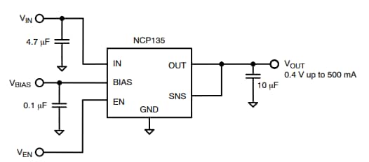 Application Circuit Diagram - onsemi NCP135 LDO Regulators